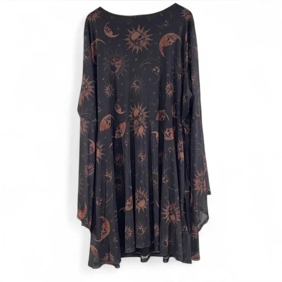 Cosmic Aura Celestial Skull Mesh Dress Plus Size 5 (26W-28W), Whimsigoth/Grunge - Picture 6 of 8